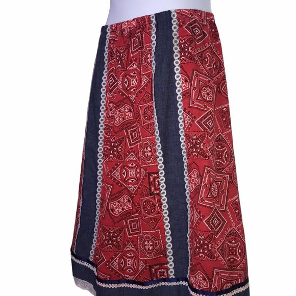 Vintage Reversible Western Denim Paisley Skirt M - Picture 5 of 12